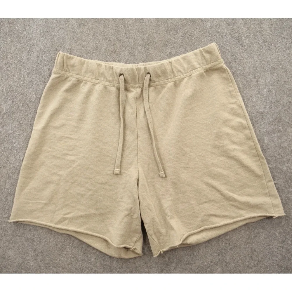 James Perse Shorts Womens Small 1 Beige Fleece Elastic Waist Drawstring